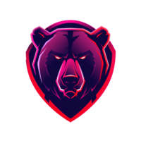 Fierce bear mascot in neon colors png