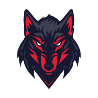A fierce wolf head with striking red accents png