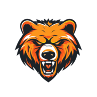 Fierce bear head mascot with a snarl png