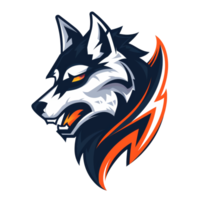 A fierce wolf mascot with fiery streaks png