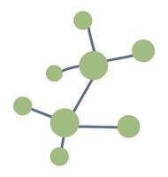 Molecular model in flat design. Atom molecule structure with connections. illustration isolated. vector