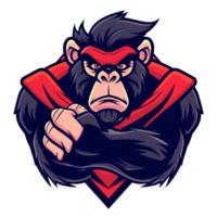 A cool gorilla in superhero attire ready for action png