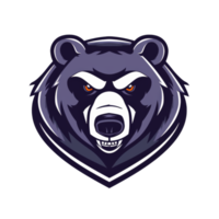 Fierce bear head mascot with a determined glare png