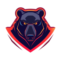 A fierce digital bear illustration with a glaring look png