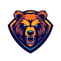 Fierce bear mascot with a fiery glare png