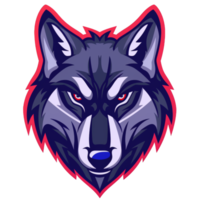 A fierce wolf with a glare framed in a bold red outline png