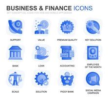 Modern Set Business and Finance Gradient Flat Icons for Website and Mobile Apps. Contains such Icons as Analysis, Money, Accounting, Strategy, Bank. Conceptual color flat icon. pictogram pack. vector