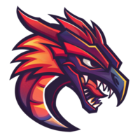 Fierce dragon head ablaze with fiery colors png