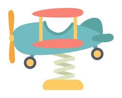 Plane spring rider in flat design. Rocking attraction at playground park. illustration isolated. vector