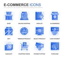 Modern Set E-Commerce and Shopping Gradient Flat Icons for Website and Mobile Apps. Contains such Icons as Delivery, Payment, Basket, Customer, Shop. Conceptual color flat icon. pictogram pack. vector