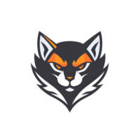 A sleek modern lynx logo with striking orange eyes png