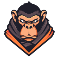 A stylized illustration of a stern looking gorilla with a furrowed brow png