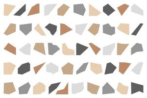 Set of abstract geometric mosaic shapes, terrazzo. vector
