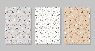 Set of terrazzo backgrounds, abstract geometric mosaic shapes. vector