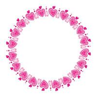Hand drawn hearts border and frame on white background vector
