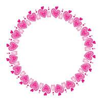 Hand drawn hearts border and frame on white background vector