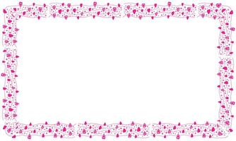Hand drawn hearts border and frame on white background vector