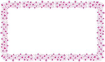 Hand drawn hearts border and frame on white background vector