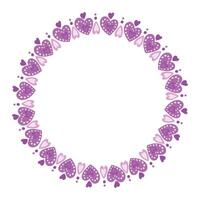 Hand drawn hearts border and frame on white background vector