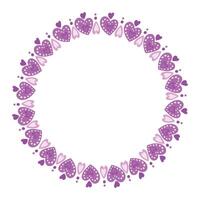 Hand drawn hearts border and frame on white background vector