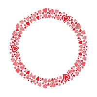 Hand drawn hearts border and frame on white background vector