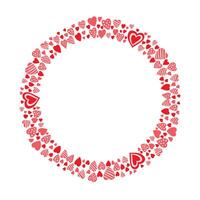 Hand drawn hearts border and frame on white background vector