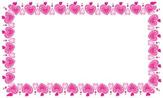 Hand drawn hearts border and frame on white background vector