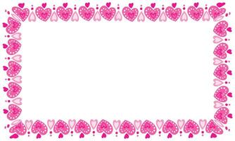 Hand drawn hearts border and frame on white background vector