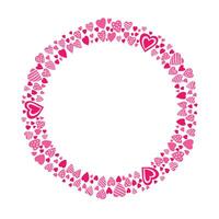 Hand drawn hearts border and frame on white background vector