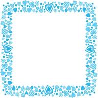 Hand drawn hearts border and frame on white background vector