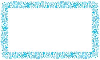 Hand drawn hearts border and frame on white background vector