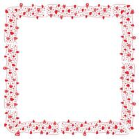 Hand drawn hearts border and frame on white background vector