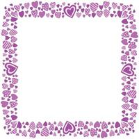 Hand drawn hearts border and frame on white background vector