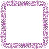 Hand drawn hearts border and frame on white background vector