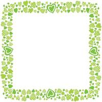 Hand drawn hearts border and frame on white background vector