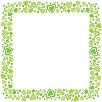 Hand drawn hearts border and frame on white background vector