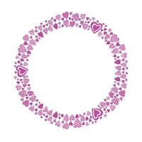 Hand drawn hearts border and frame on white background vector