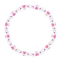 Hand drawn hearts border and frame on white background vector