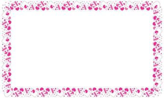 Hand drawn hearts border and frame on white background vector