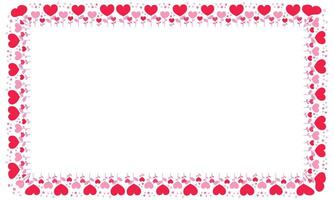 Hand drawn hearts border and frame on white background vector