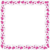 Hand drawn hearts border and frame on white background vector