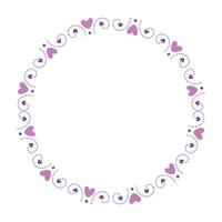 Hand drawn hearts border and frame on white background vector