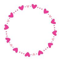 Hand drawn hearts border and frame on white background vector