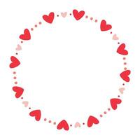 Hand drawn hearts border and frame on white background vector