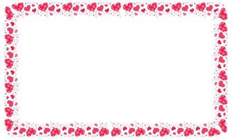 Hand drawn hearts border and frame on white background vector