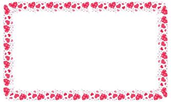 Hand drawn hearts border and frame on white background vector