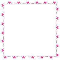 Hand drawn hearts border and frame on white background vector