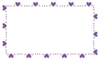 Hand drawn hearts border and frame on white background vector