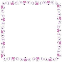 Hand drawn hearts border and frame on white background vector