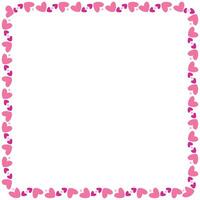 Hand drawn hearts border and frame on white background vector